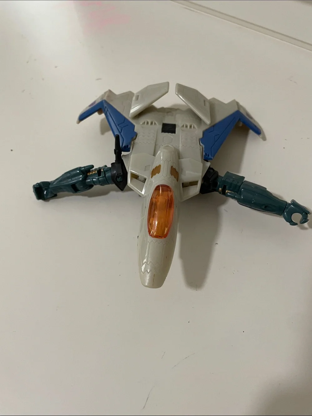 Transforming Kids Jet Toy - White Body with Blue Wings and Orange Canopy